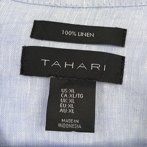 Tahari 100% Linen Boxy Short Sleeve Shirt Women's XL Casual Coastal Summer - Picture 7 of 8